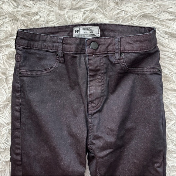 Free People Women’s Plum Purple Skinny Jeans High Rise  Size 26x27 - Picture 3 of 5
